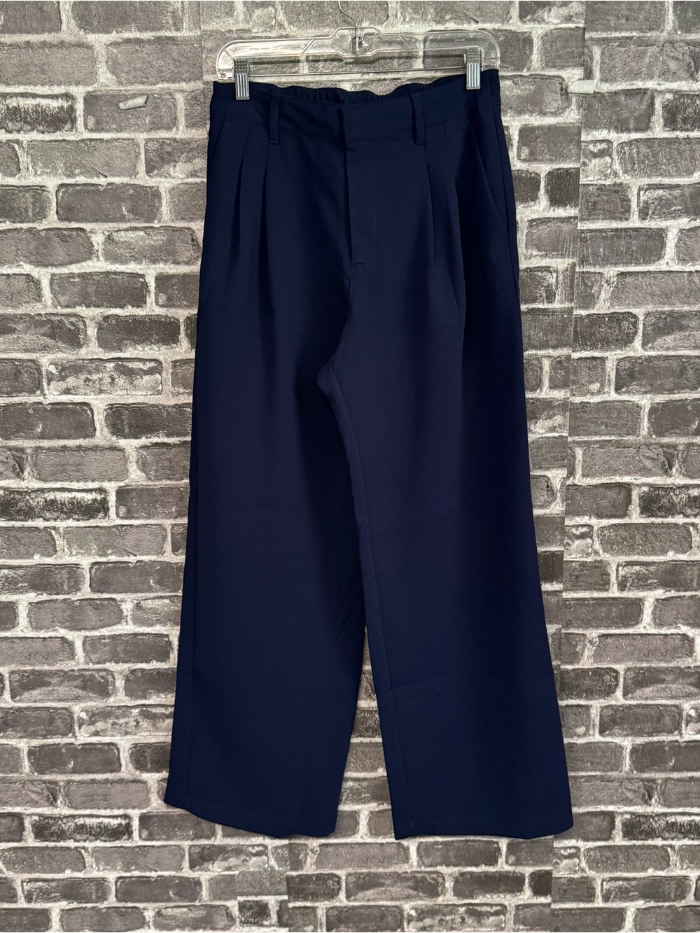 Gap EASY TROUSER pants Navy blue wide leg pleated pockets